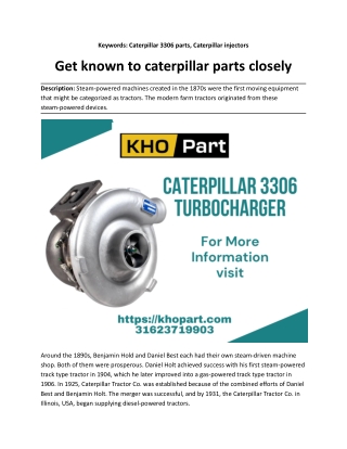 Get known to caterpillar parts closely