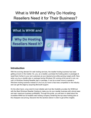 What is WHM and why do Hosting Resellers Need it_