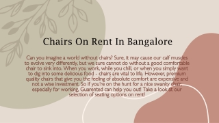 Chairs On Rent In Bangalore