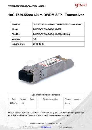 10G 1529.55nm 40km DWDM SFP  Transceiver