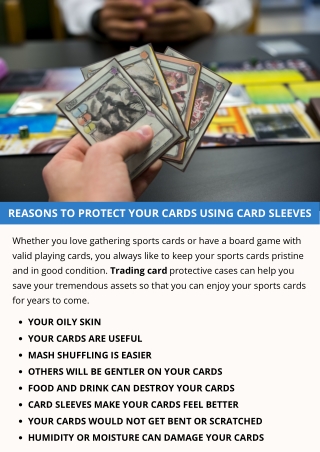 REASONS TO PROTECT YOUR CARDS USING CARD SLEEVES