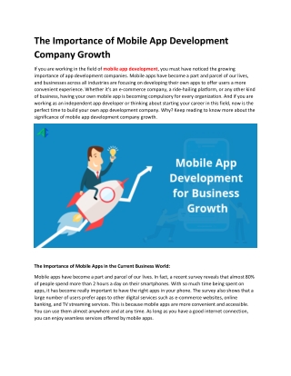 The Importance of Mobile App Development Company Growth