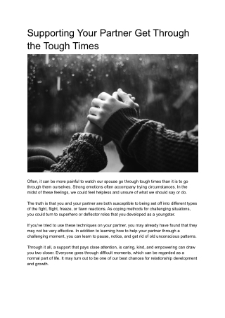 Supporting Your Partner Get Through the Tough Times