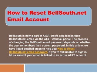 How to Reset BellSouth.net Email Account?