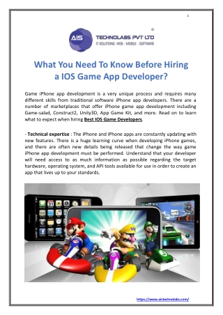 What You Need to Know Before Hiring a IOS Game App Developer?