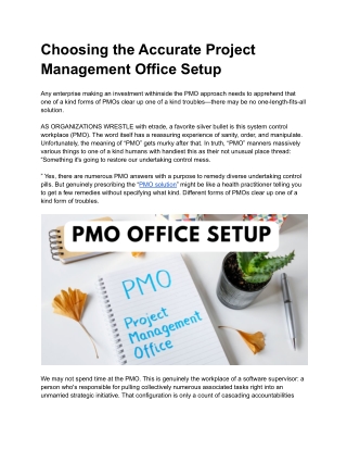 Choosing the Accurate Project Management Office Setup