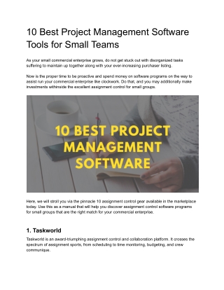 10 Best Project Management Software Tools for Small Teams