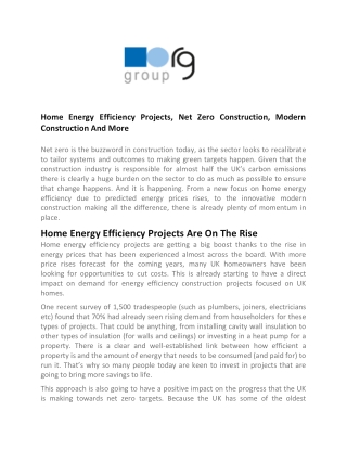 Home Energy Efficiency Projects, Net Zero Construction, Modern Construction And More - RG Group