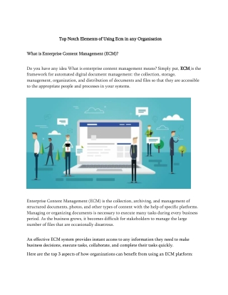 Top Notch Elements of Using Ecm in any Organisation