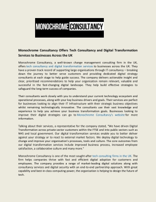 Tech Consultancy and Digital Transformation Services - Monochrome Consultancy