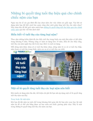 Những bí quyết tăng tuổi thọ hiệu quả cho chính chiếc nệm của bạn