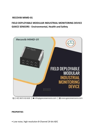 FIELD DEPLOYABLE MODULAR INDUSTRIAL MONITORING DEVICE GAXCE SENSORS
