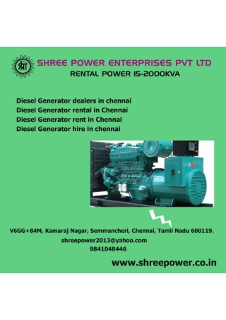 Diesel Generator dealers in chennai