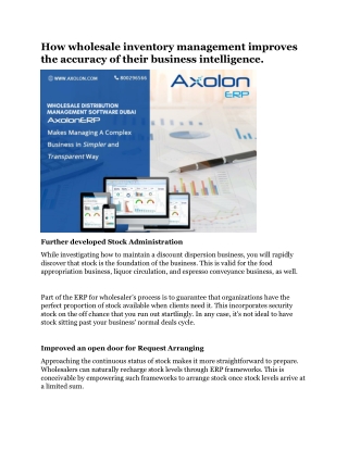 How wholesale inventory management improves the accuracy of their business intelligence