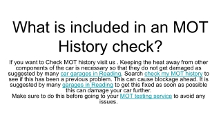 What is included in an MOT History check_
