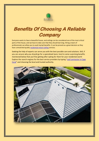 Know About The Benefits Of Choosing A Reliable Company