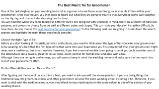 The Best Men’s Tie for Groomsmen
