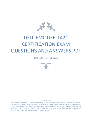 Dell EMC DEE-1421 Certification Exam Questions and Answers PDF