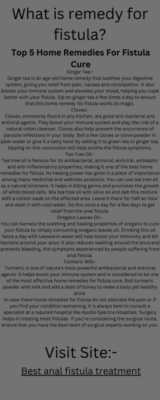 Best anal fistula treatment