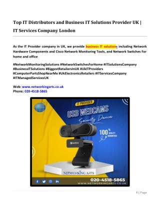 Top IT Distributors and Business IT Solutions Provider UK, IT Services Company London