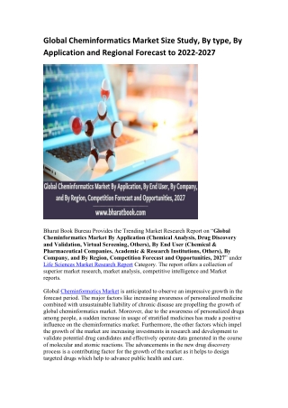 Global Cheminformatics Market Research Report 2022-2027