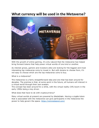 currency that which used in Metaverse