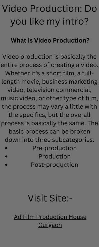 Ad Film Production House Gurgaon