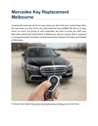 Mercedes Key Replacement Melbourne