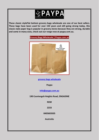 Grocery Bags Wholesale Paypa.com.au