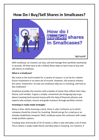 How Do I Buy and Sell Shares in Smallcases