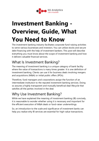 Investment Banking Overview