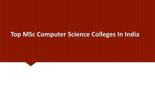 Top MSc Computer Science Colleges In India