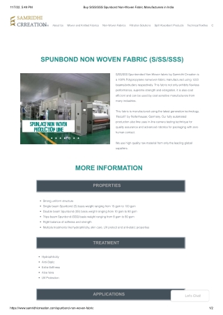 S/SS/SSS Spunbond Non-Woven Fabric Manufacturers in India