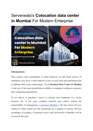 Serverwala’s Colocation Server in Mumbai For Modern Enterprise
