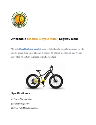 Affordable Electric Bicycle Maui | Segway Maui