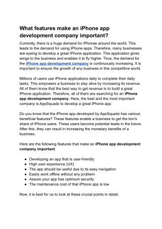 What features make an iPhone app development company important_