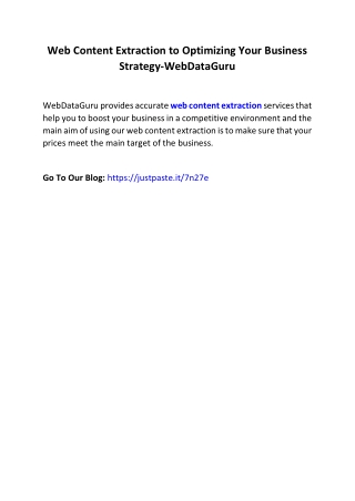 Web Content Extraction to Optimizing Your Business Strategy-WebDataGuru