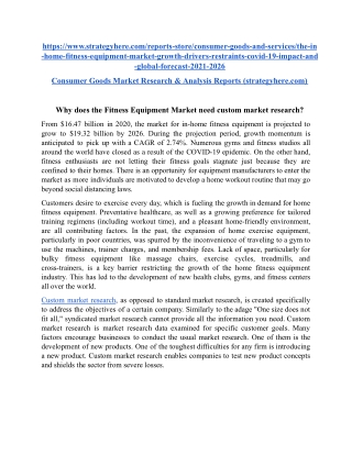 Why does the Fitness Equipment Market need custom market research.