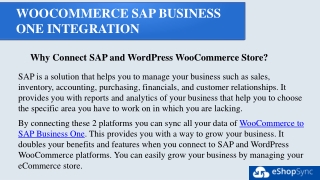 Use of WooCommerce and SAP Business One Connector