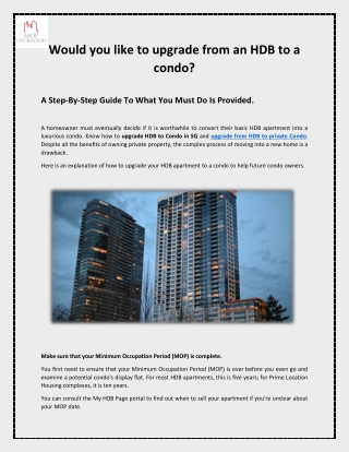 Would you like to upgrade from an HDB to a condo?
