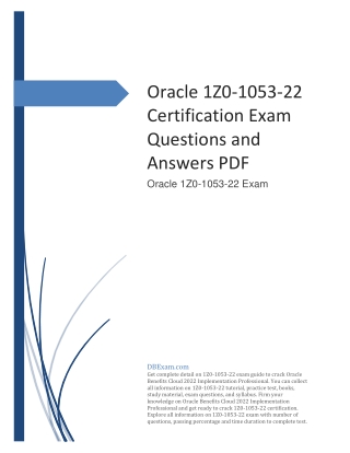 Oracle 1Z0-1053-22 Certification Exam Questions and Answers PDF