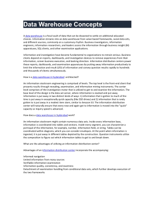 Data Warehouse Concepts