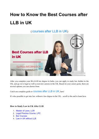 How to Know the Best Courses after LLB in UK