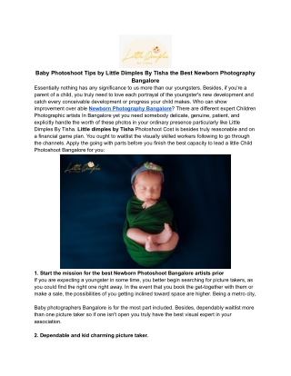 Baby Photoshoot Tips by Little Dimples By Tisha the Best Newborn Photography Bangalore