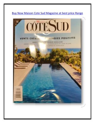 Buy Now Maison Cote Sud Magazine at best price Range