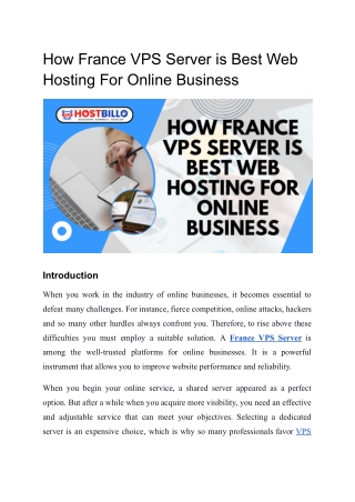 How France VPS Server is Best Web Hosting For Online Business