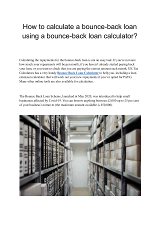 How to calculate a bounce-back loan using a bounce-back loan calculator