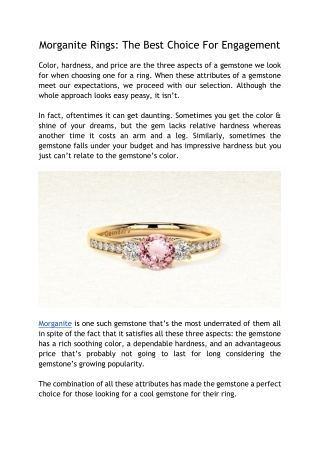 Morganite Rings: The Best Choice For Engagement