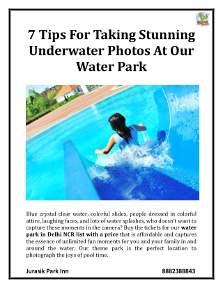 7 Tips For Taking Stunning Underwater Photos At Our Water Park