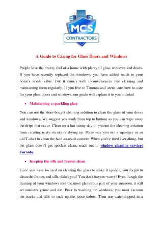 A Guide to Caring for Glass Doors and Windows
